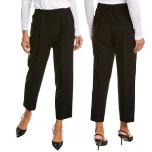 Lafayette 148 NY Ashland Finesse Crepe Pleated Relaxed Fit Pants Black Size L